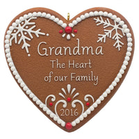Hallmark 2016 Grandma Gingerbread Heart Christmas Ornament