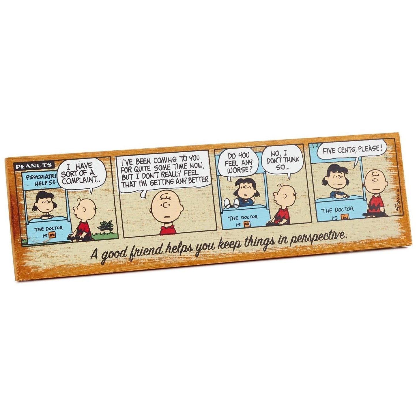 Peanuts Good Friend Rustic Wood Wall Art