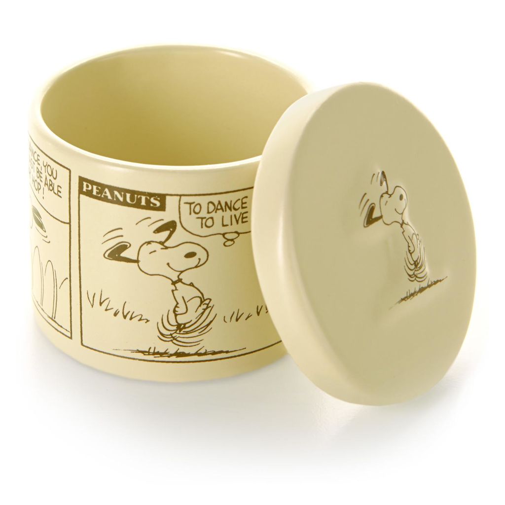 Peanuts Snoopy Comic Strip Ceramic Round Trinket Box